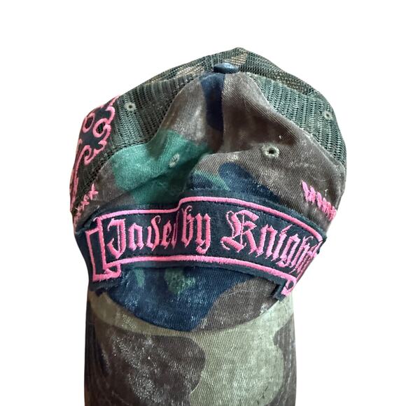 Jaded by Knight Vintage Y2K Camo Dead Bi-Nits Mesh Unisex Cross Trucker Hat RARE